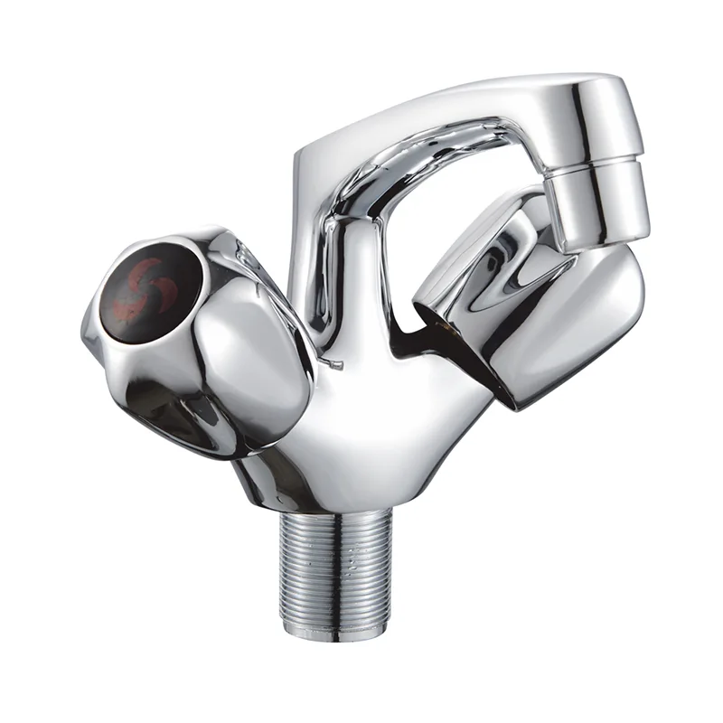 Rubinetto per lavabo con doppia maniglia e foro singolo